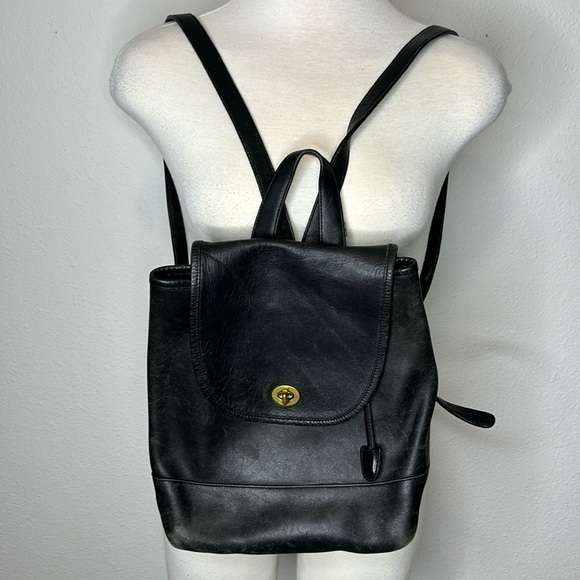 Coach Handbags - Coach vintage black leather daypack / backpack